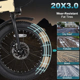 Folding Electric Bike for Adults, 20??3.0 Fat Tire Electric Bicycle, 374.4Wh Battery Ebike, 20MPH Electric Cargo Bike with LCD Color Display & 6 Speed Gears (Fits for 5’0+)