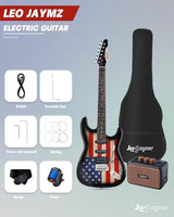 Leo Jaymz 39 Full Size ST Style Electric Guitar Starter Kit with SSH Pickup, 5W Portable Amp, Tuner, Gig Bag, Strap & Accessories (Violet Ocean)