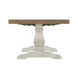 19 Inch Coffee Table with Pedestal Base, Brown and White- Saltoro Sherpi