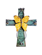 MelinSam Wooden Wall Cross Christians Cross with Antiqued Metal Butterfly and Inspirational Prayer Inscribed Blessed for Church Home Room Decoration Gifts