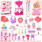 Baby Doll Toys Set, 14 Doll Toys, 25Pcs Dolls Care Toy Playset, Toddlers Toy Doll Set Incl Cradle Crib, High Chair, Milk Bottle, Pacifier, Diaper, Baby Gift for Age 3 4 5 6+ Years Old Girls Boys