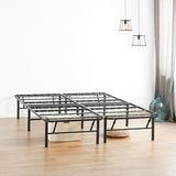 PrimaSleep 18 Inch Tall Heavy Duty Steel Slat Bed Frame/Anti-Slip Support/Easy Assembly Mattress Foundation/No Noise/No Box Spring Needed/Full/Black