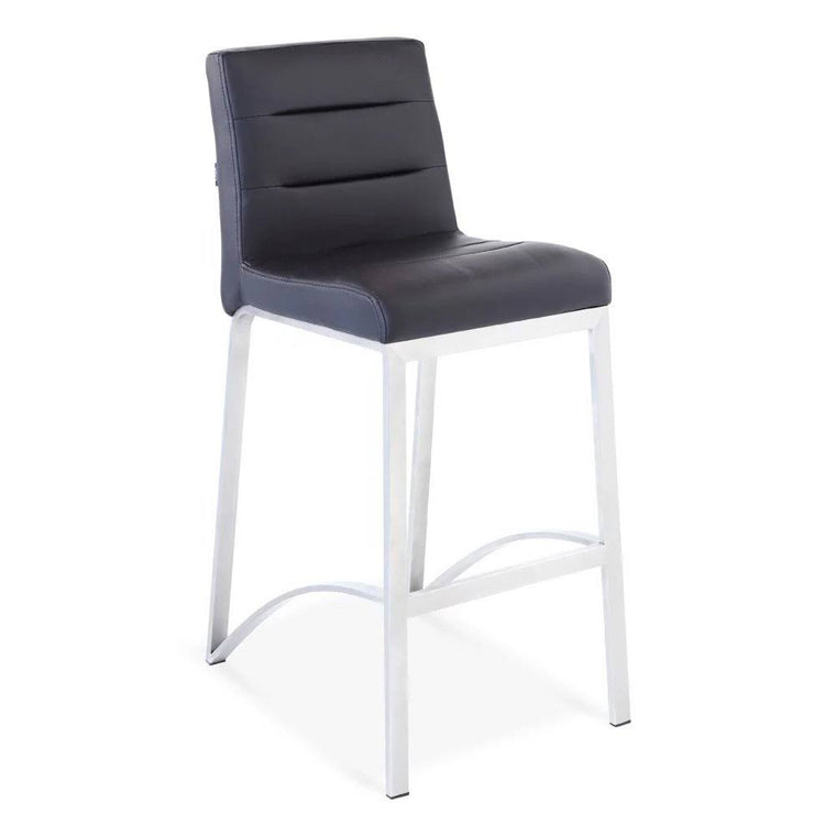 Zuri Furniture Lynx Counter Height Contemporary Bar Stool with Metal Base – Black