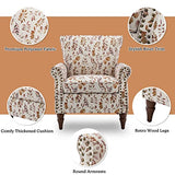 HULALA HOME Modern Wingback Accent Chair with Wood Legs & Removable Cushion, Comfy Upholstered Armchair with Nailhead Trim, Floral Pattern Single Sofa Chair for Living Room Bedroom, Blue