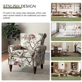 HULALA HOME Modern Wingback Accent Chair with Wood Legs & Removable Cushion, Comfy Upholstered Armchair with Nailhead Trim, Floral Pattern Single Sofa Chair for Living Room Bedroom, Blue