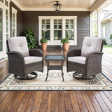Patio Wicker Chairs Swivel Rocker – Outdoor Swivel Rocking Chairs Set of 2 with Rattan Side Table, Patio Swivel Glider Chair 3 Piece Patio Furniture Sets for Deck Porch Pool Brown/Blue