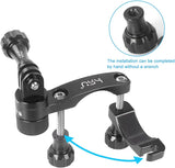 HSU Aluminum Bike Bicycle Handlebar Mount and Bike/Motorcycle Handlebars for Go Pro Hero 11/10/9/8/7/6/5/4, DJI Osmo Action AKASO and Other Action Cameras (Black)
