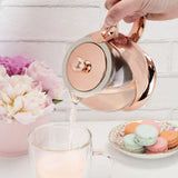 Pinky Up Rose Gold Wrapped Teapot – Tea Clear Glass Pot with Infuser Strainer and Tea Kettle for Loose Tea, 24 Oz