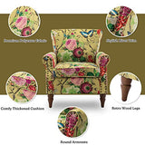 HULALA HOME Modern Wingback Accent Chair with Wood Legs & Removable Cushion, Comfy Upholstered Armchair with Nailhead Trim, Floral Pattern Single Sofa Chair for Living Room Bedroom, Blue